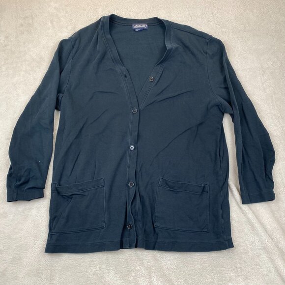 Lands End Women's Sweater Size 1X V-Neck Cardigan Button Front Blue Casual - Picture 10 of 11